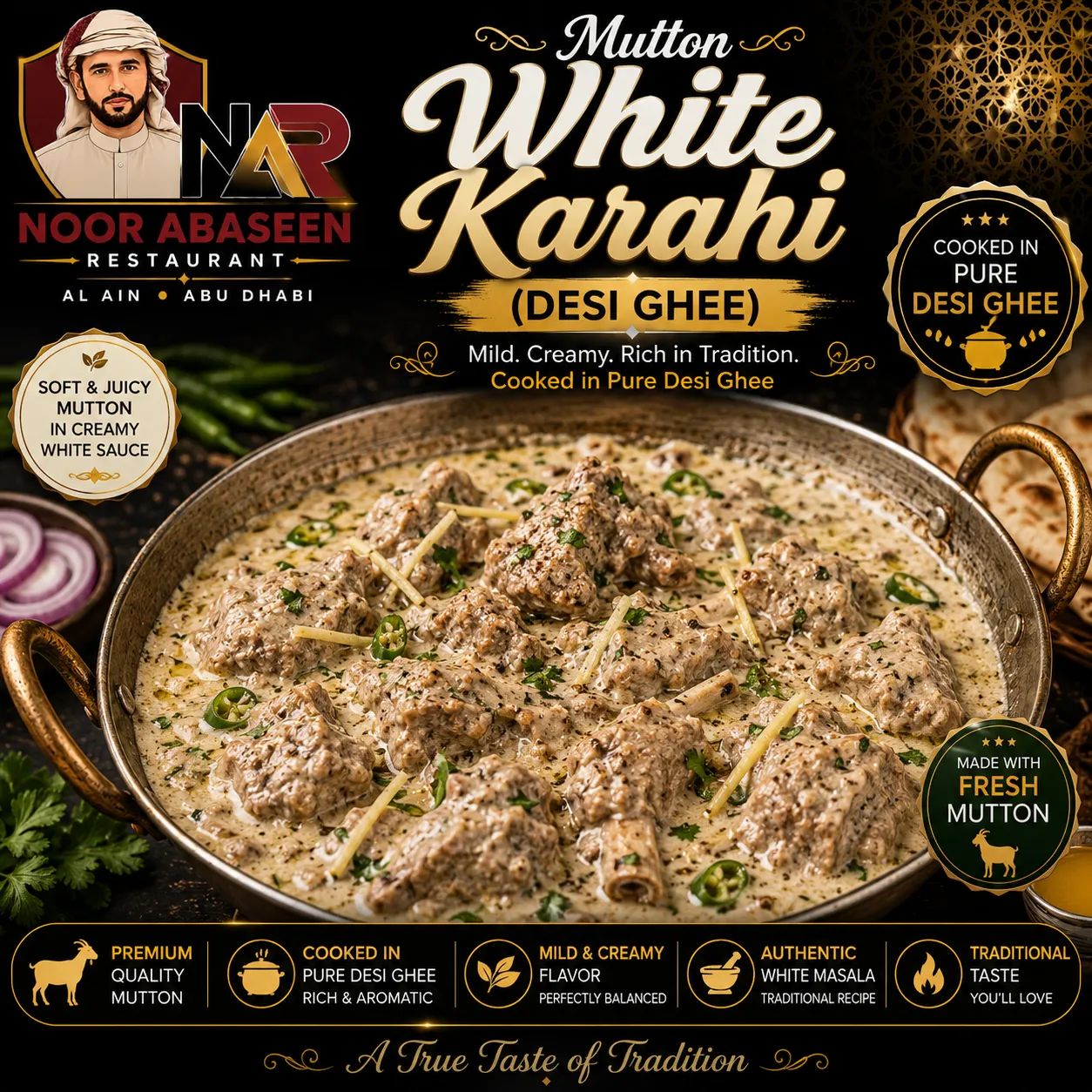 Mutton White Karahi (Desi Ghee)